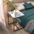 Marble Top Side Table C-shaped Sofa End Tables Black Frame Couch Laptop Desk Bedside Tables For Living Room