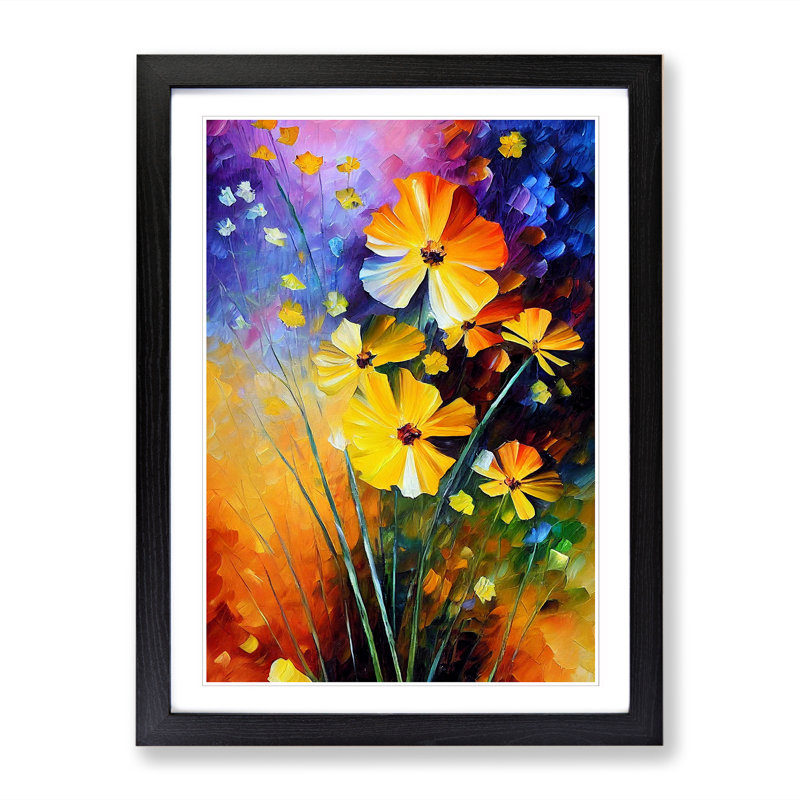 Wildflowers Vol.4 - Single Picture Frame Painting, 34cm H x 25cm W x 2cm D, Walnut