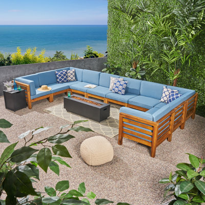 Maxwell Acacia 10 - Person Modular Patio Conversation Set with Cushions