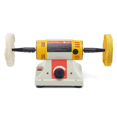 Bench Buffer Polisher, 1/2HP Polishing and Buffing Machine, 0 to 8000RPM Benchtop Polisher with 2PCS 4" Cotton Wheel, 3PCS 3" Abrasive Fibre Wheels & Polishing Compound for Metal Jewellery Wood