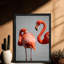 Art mural rétro noir avec deux flamants roses, impressions de style romantique-293129801