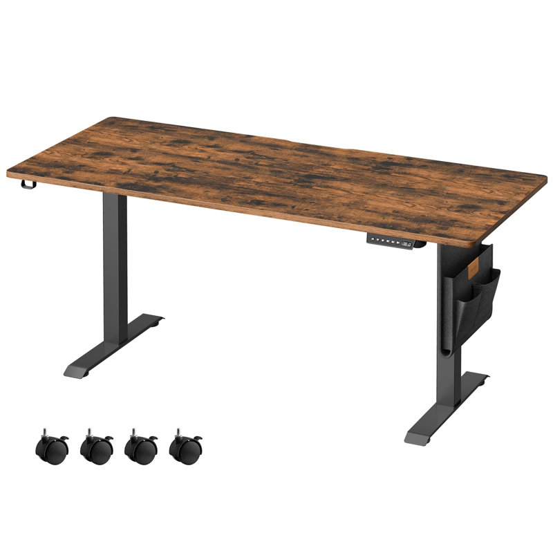 Anietra Adjustable Metal Base Computer Desk, 160cm W x 60cm D