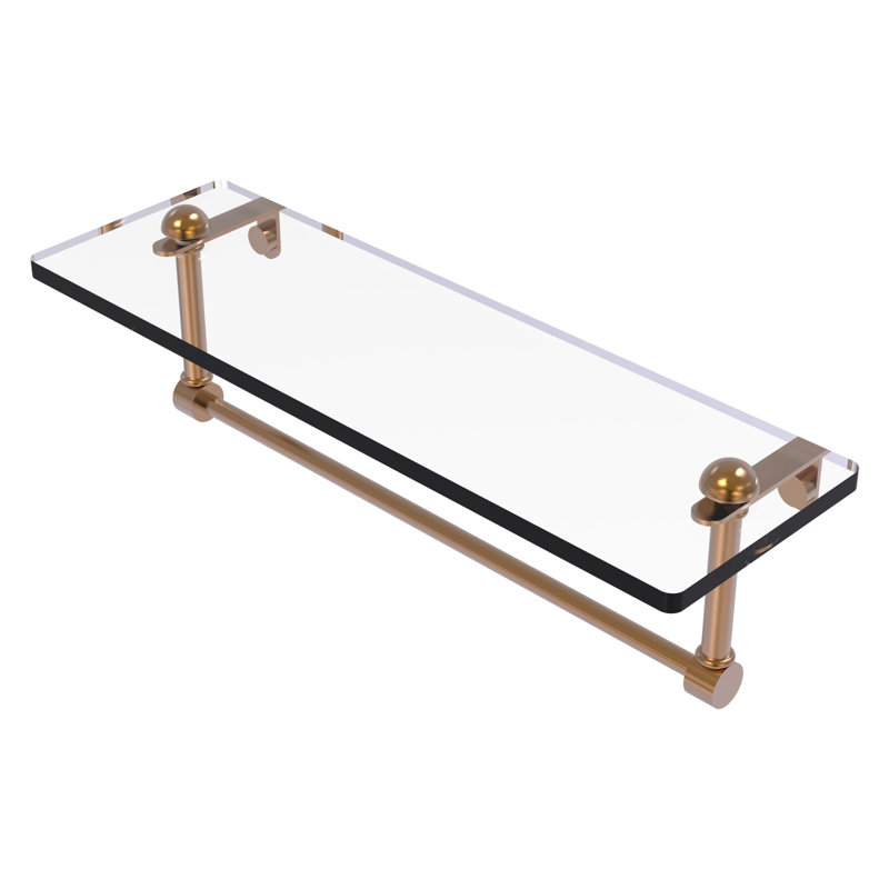 Gober Bracket Shelf with Towel Bar, 16", Brushed Bronze