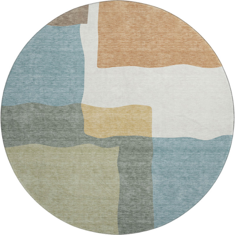Premium Machine Washable Mayfield AMF2400 Geometric Rug, Blue, 10' x 14'