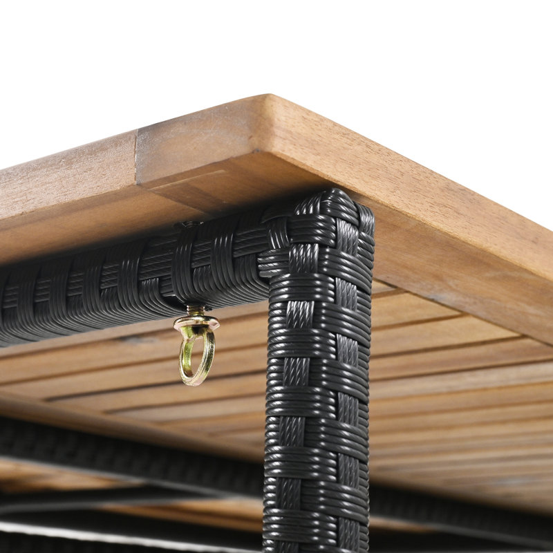 5 meubles d'extérieur: table en bois et pliable, coussins, stable, toutes saisons, rouille, brun et tabouret avec hauteur réglable amovible