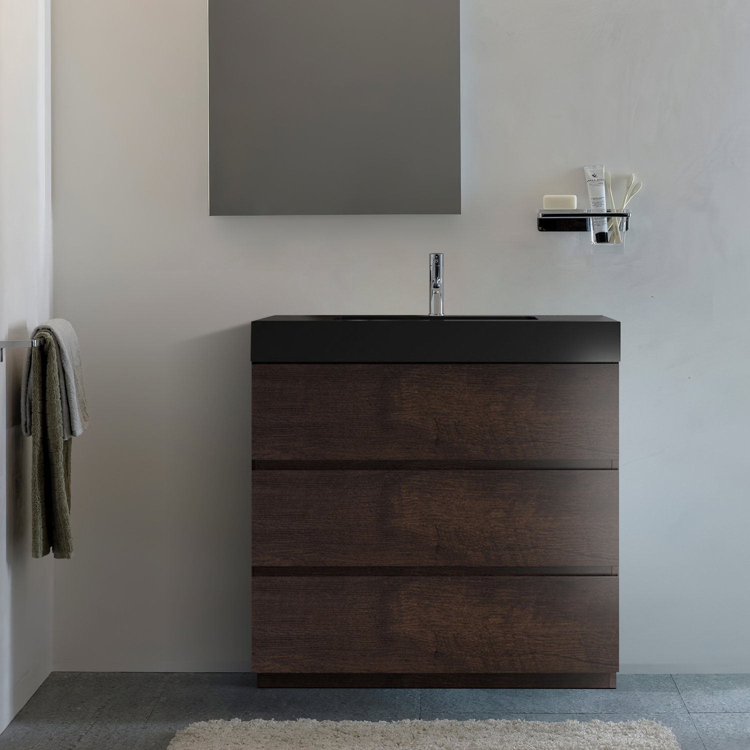 Latitude Run® 35.8'' Free Standing Single Bathroom Vanity with Resin ...