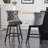  Leisure Style Swivel Velvet Bar Stools with Tufted, Wood Legs and Chrome Trim-1767057011