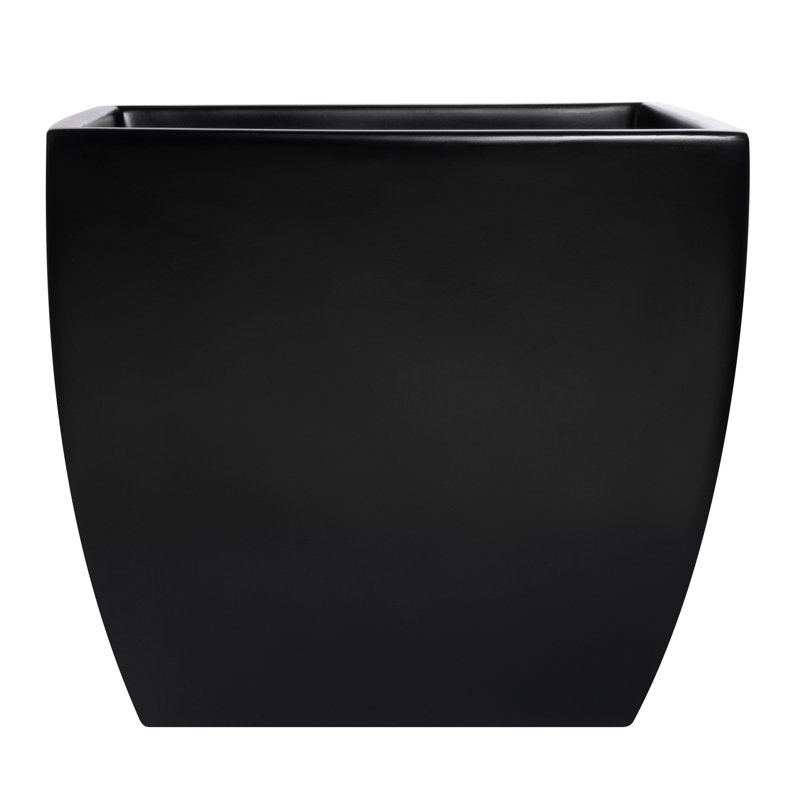 Alexy Pacifica Square Curved Planter Box, Black, 11" H x 12" W x 12" D