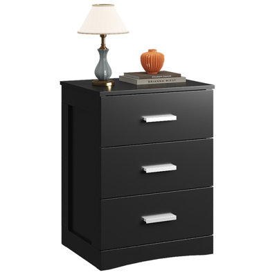 Night Stand With 3 Drawers, Small Nightstand With Storage, Wooden Bedside Table Modern End Table For Bedroom, Living Room, Office