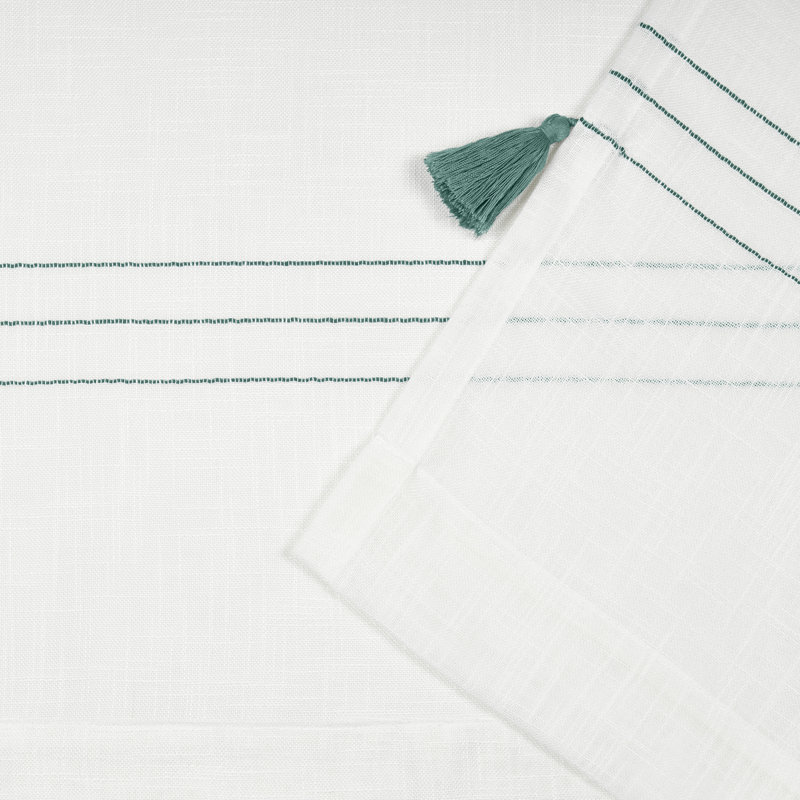Kumsal Striped Semi-Sheer Rod Pocket Curtain Panels, 54" W x 96" L, Teal