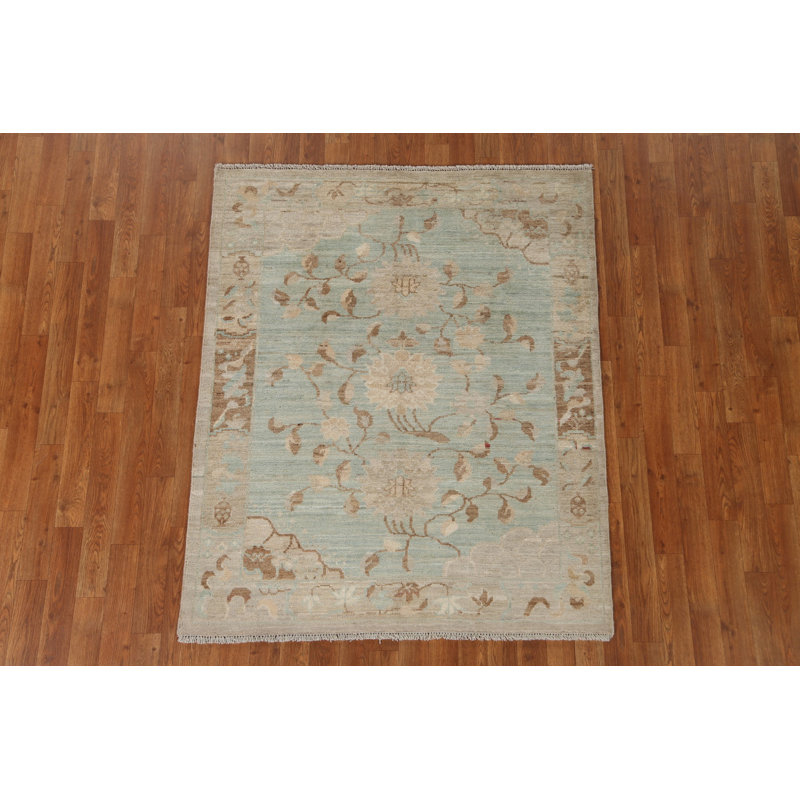 One-of-a-Kind 4'0" X 4'11" New Age Wool Area Rug in Blue
