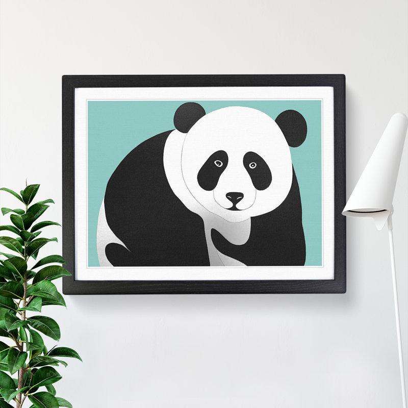 Marvellous Panda - Single Picture Frame Painting, Black, 34cm H x 46cm W x 2cm D