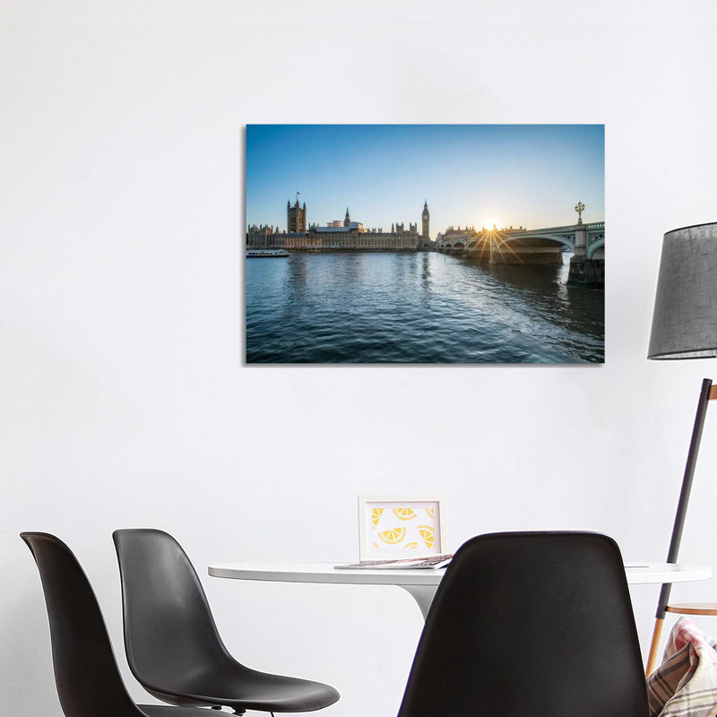 Sunset At The Westminster Bridge In London 1 Piece Wrapped Canvas Wall Art, 66.04cm H x 101.6cm W