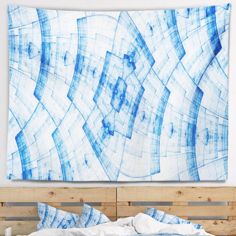 Tapisserie abstraite bleu clair, H 50 po x l 60 po