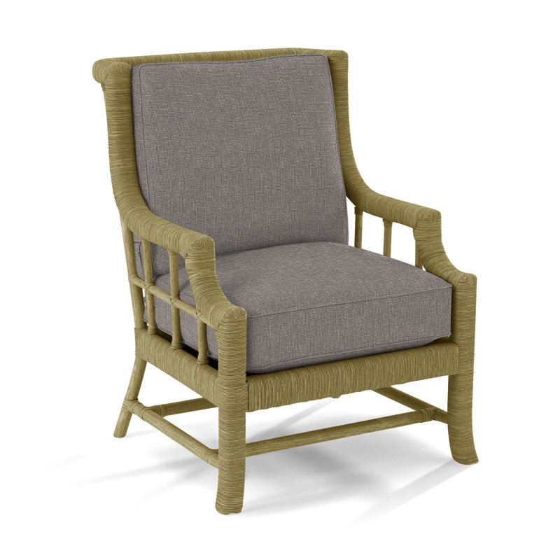 Lafayette Armchair, White Textured Performance; 0865-91, Brass
