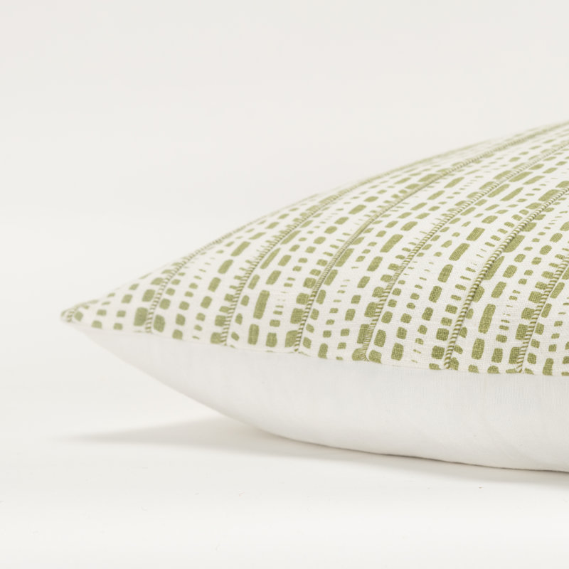 Fleurine Embroidered Cotton Throw Pillow, Ivory/Green