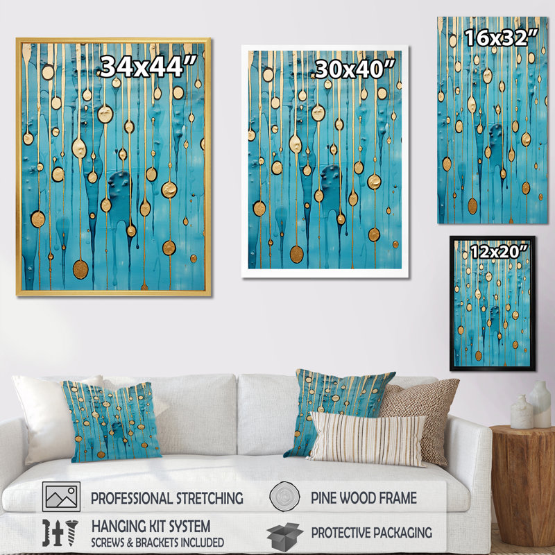 Collage abstrait bleu pluvieux IV - impression, H 40 po x l 30 po x P 1,5 po, Toile tendue