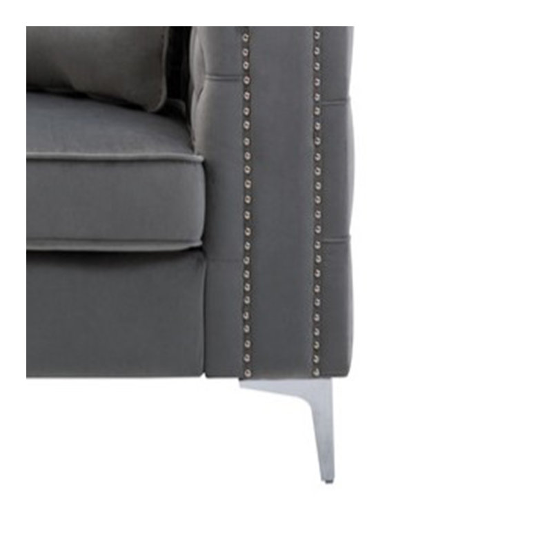Causeuse en velours gris Lorreto