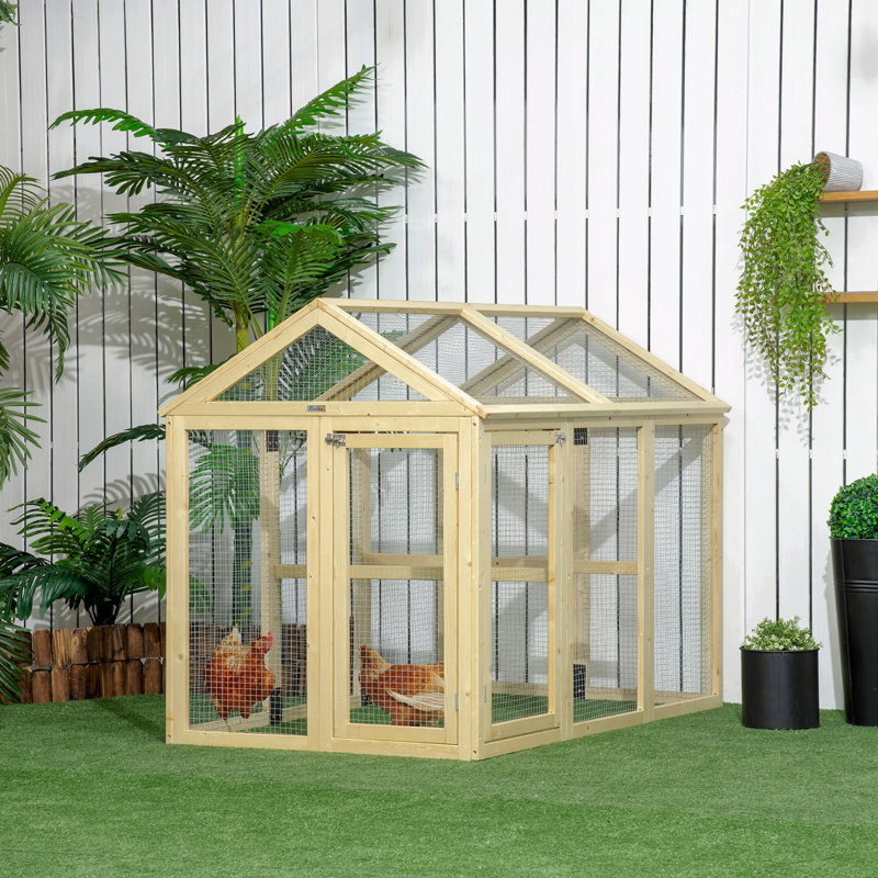 Poulailler, grand poulailler en bois, conception combinable avec perchoirs et portes pour l'extérieur, la cour, la ferme, 4,6 pi x 2,8 pi, bois naturel