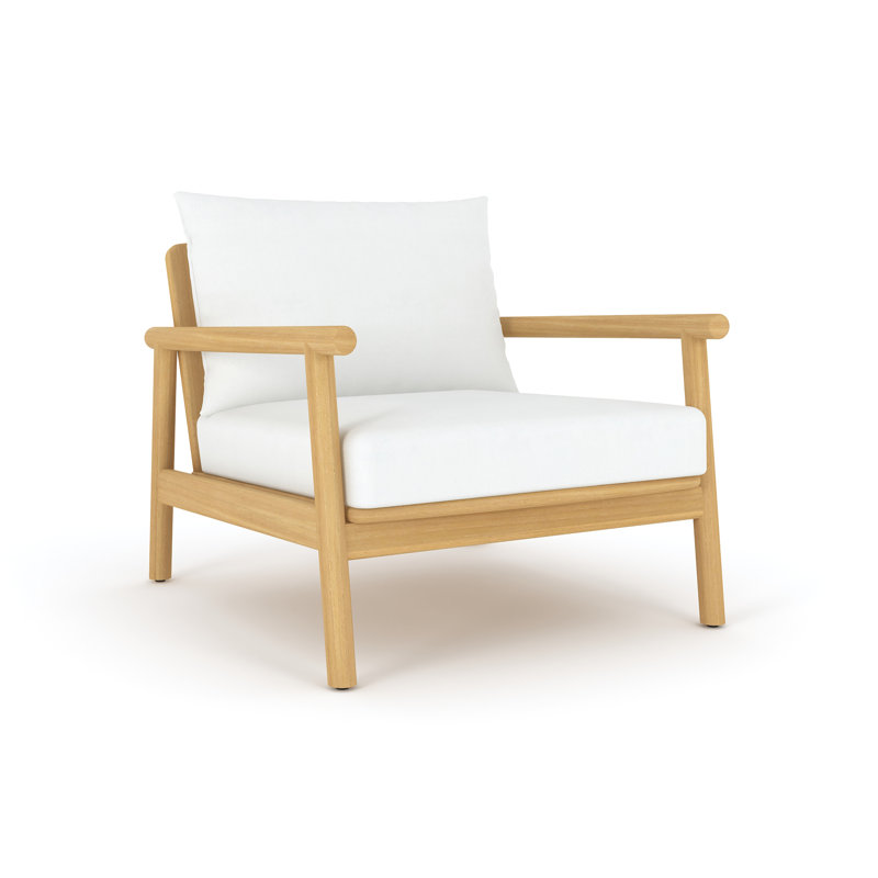 Maia Teak Club Chair, White Cushion, White
