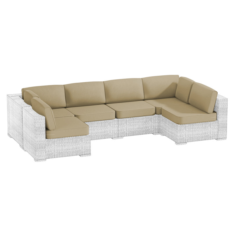 14 Piece Outdoor Sectional Cushions,Water-Resistant Patio Funiture Sectional Cushion Fits 6-seat Rattan Conversation Set Sofa Seat / Back Cushion (Including 4" High Density Foam )