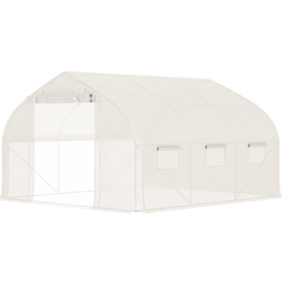 11.4'x9.8'x6.6' Walk-in Greenhouse With Steel , Zippered Door, 7 Mesh Windows, Sidewalls, Protection, 85% Sunlight Cover Galvanized Steel, 11.5'x10'x6.5', Blocking,