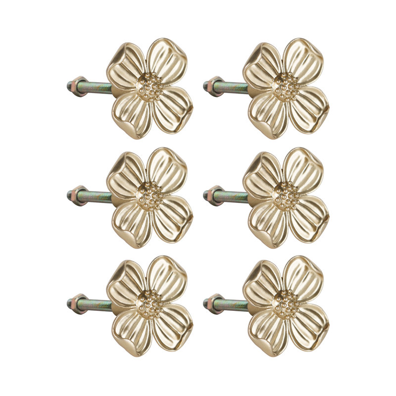 Ensemble de 6 gros boutons décoratifs surdimensionnés à 4 pétales, Or
