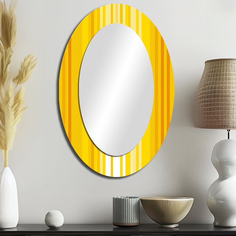 Sunshine Philosophy of Life Minimal Jaune - Miroir mural ovale moderne jaune, 36 po x 24 po
