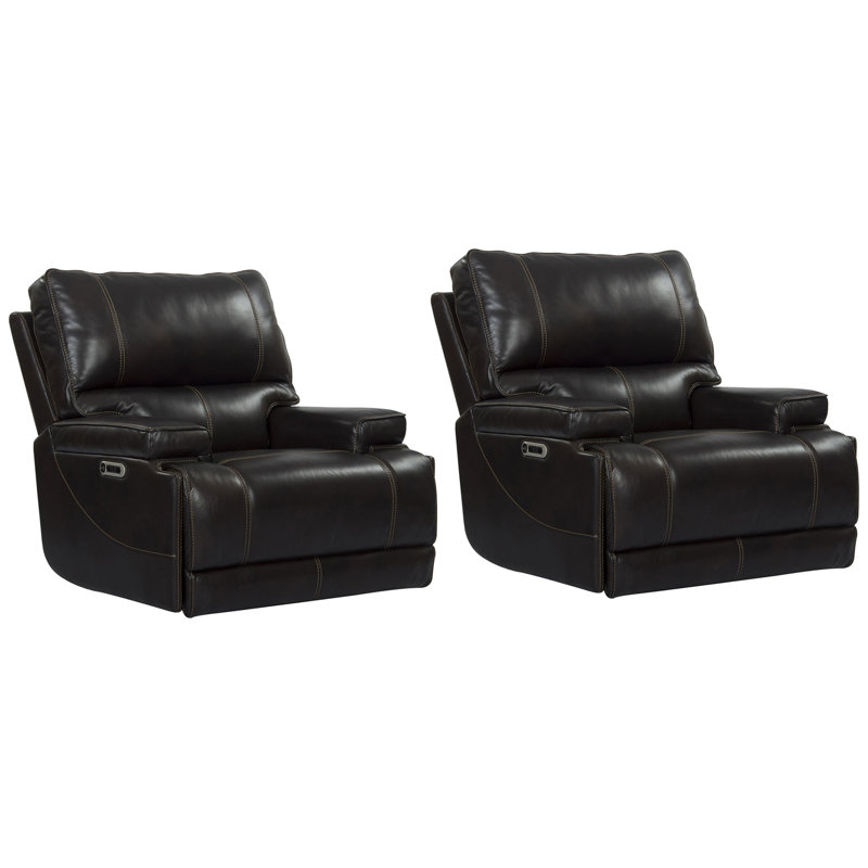 Adlan 41" Top Grain Leather Cordless Power Recliner with Adjustable Headrest - Powered By Freemotion Arms Two Pack