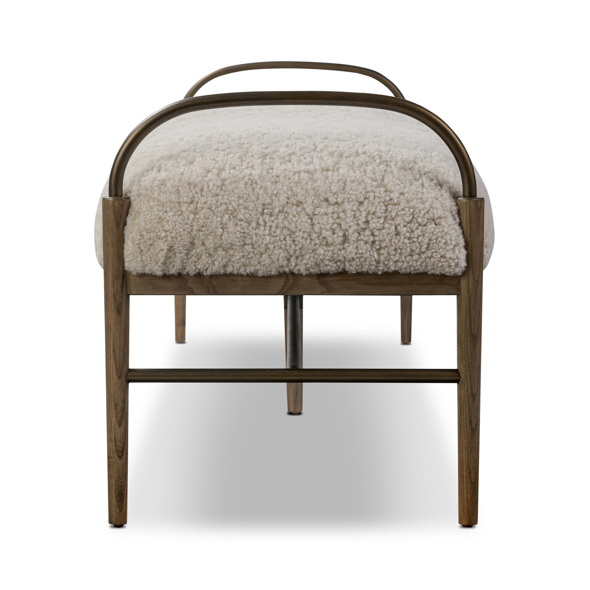 Demi Accent Bench, Beige Shearling