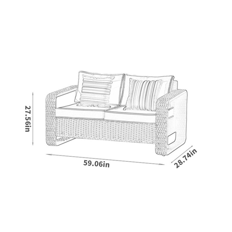59.06'' Wide Rectangle Wicker Loveseat with Cushions