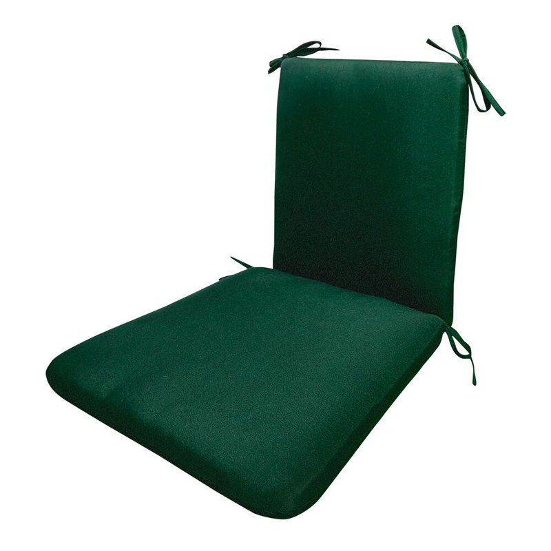 Forest Green Classic Rocking Chair Cushion with Ties, 21in., Green