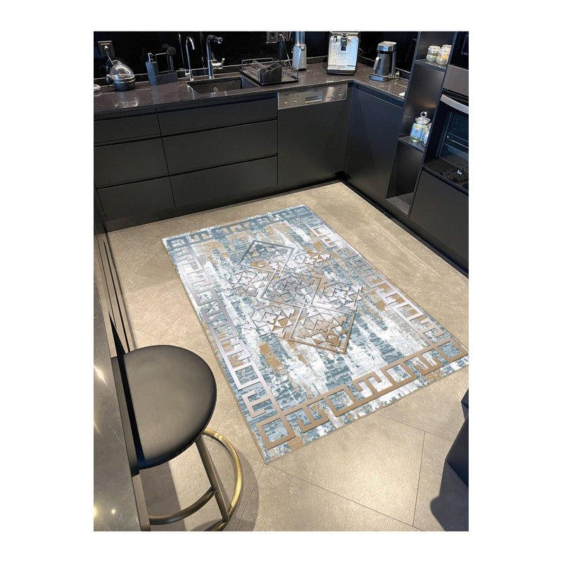 Tapis à motif géométrique abstrait moderne scandinave lavable à la machine, Tapis de couloir 3 pi 3 po x 9 pi 10 po