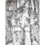 Abstract Area Rug in Ivory