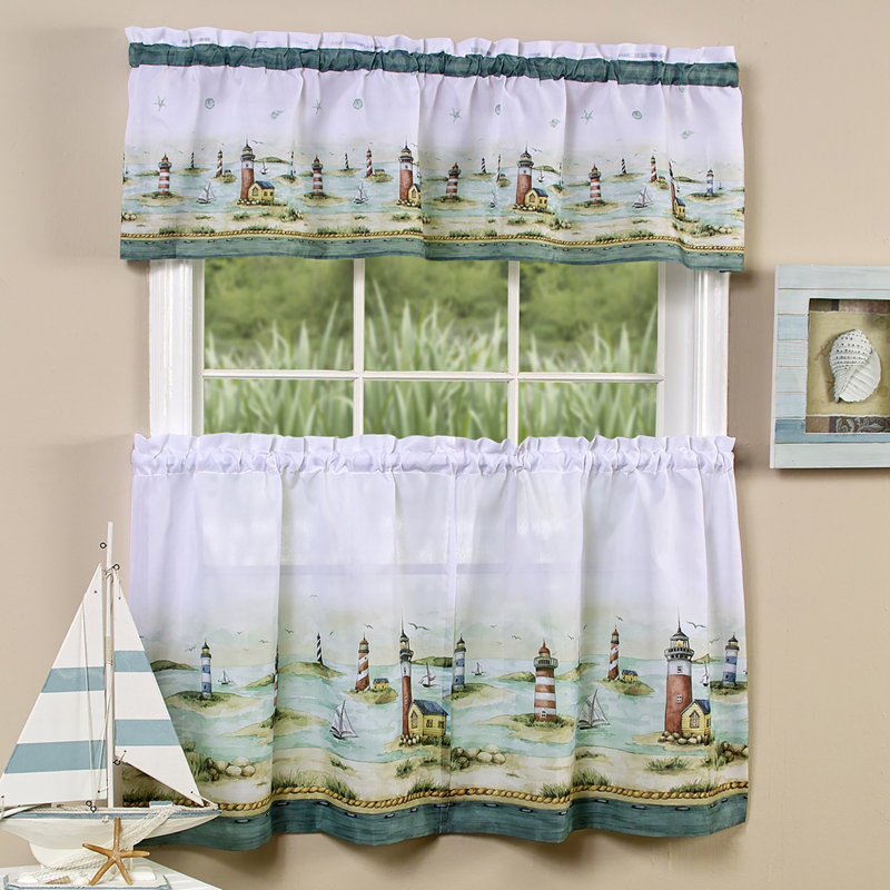 Pangkal Pinang Tailored Kitchen Curtain, 58" W x 24" L