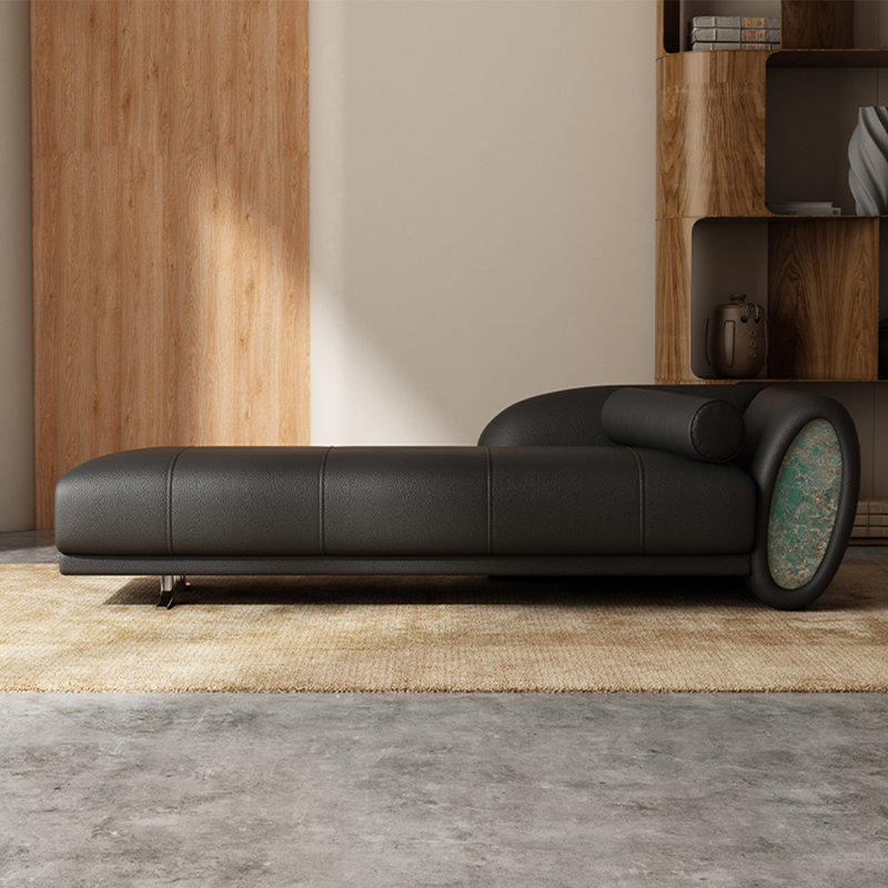 Chaise longue créative, confortable et décontractée, Orienté à droite, Noir