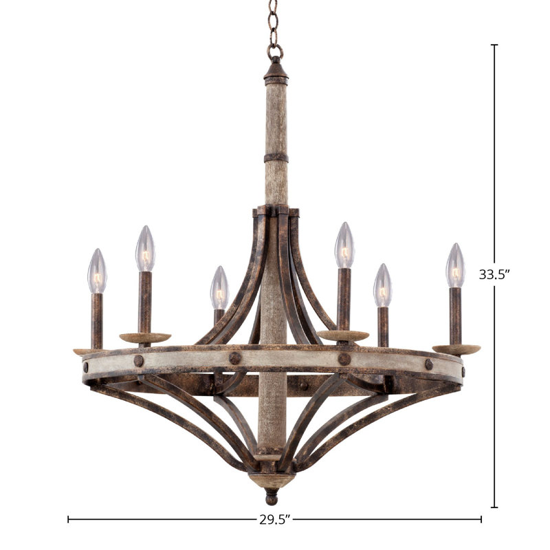 Coronado 6 LT Florence Gold Chandelier Kalco