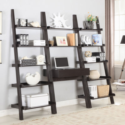 Brookman 3-Piece 1-Drawer Ladder Desk Set Cappuccino