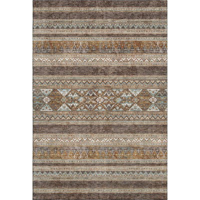 Premium Machine Washable Prisco Chocolate Rug