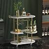 Chariot-bar à 4 niveaux avec support à vin et porte-verres Gold, Doré