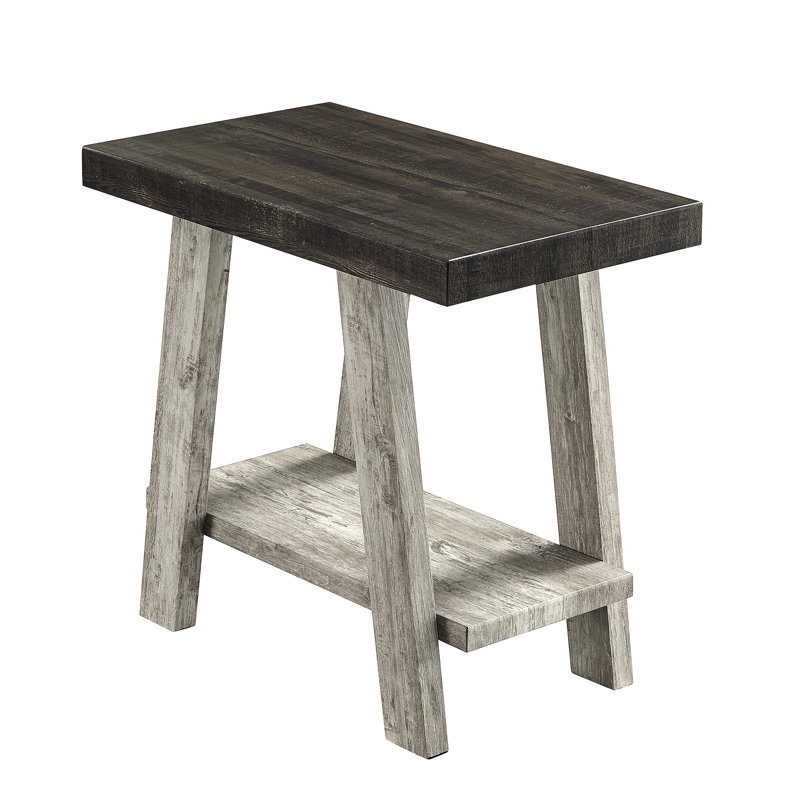 Table d'appoint en bois de style gris et noyer patiné, Gris foncé, Gris