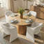 Ensemble de table de salle à manger pour 4 personnes avec table ronde et 4 chaises rembourrées en tissu-1447156740