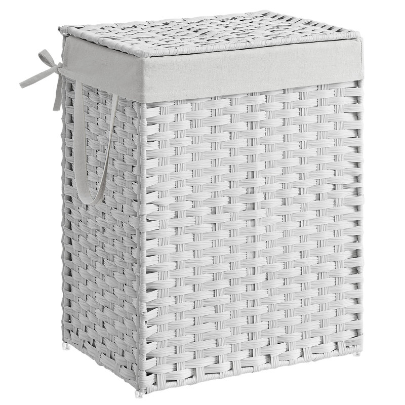Laundry Basket with Handles, White
