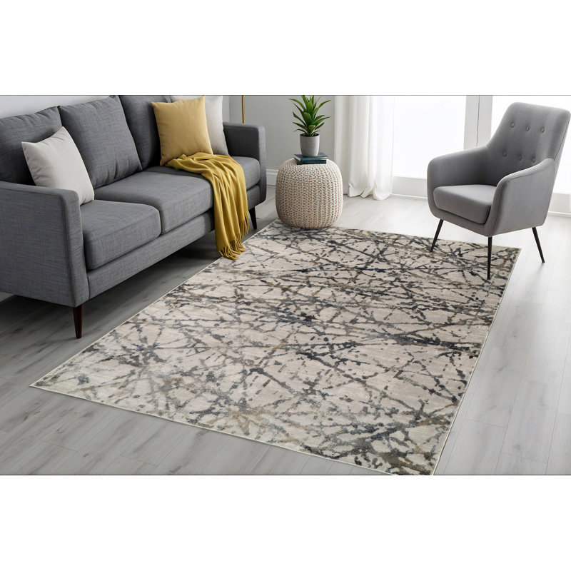 Tapis gris / bleu Dionatta, Rectangle 6 pi 7 po x 9 pi 6 po