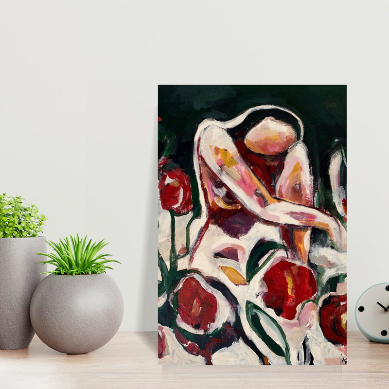 Art contemporain fleur moderne, H 18 po x l 12 po