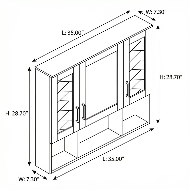 Armoire murale à miroir avec tablettes réglables et portes à fermeture douce pour le rangement de la salle de bain moderne et l'organisation du meuble-lavabo