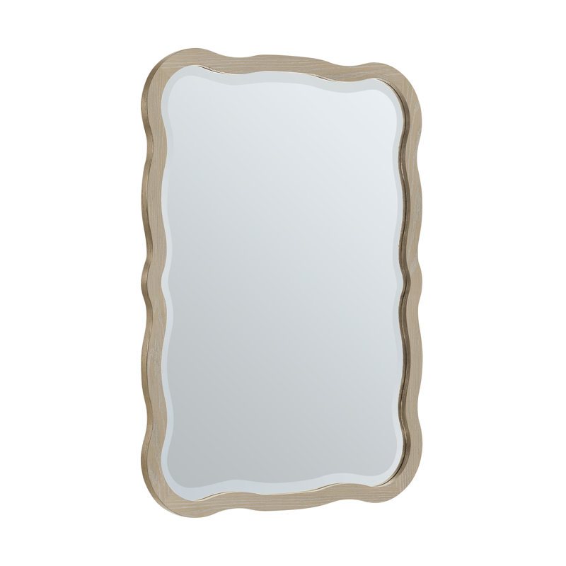 Rowyn Solid Wood Wavy Wall Mirror, Natural
