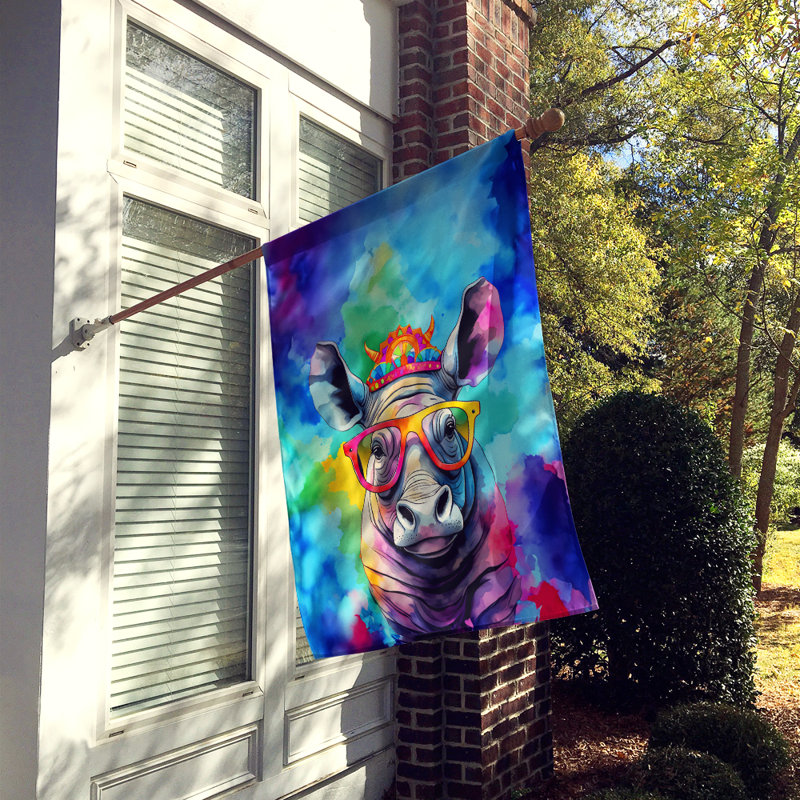 Drapeau de maison de hippie animal rhinocéros