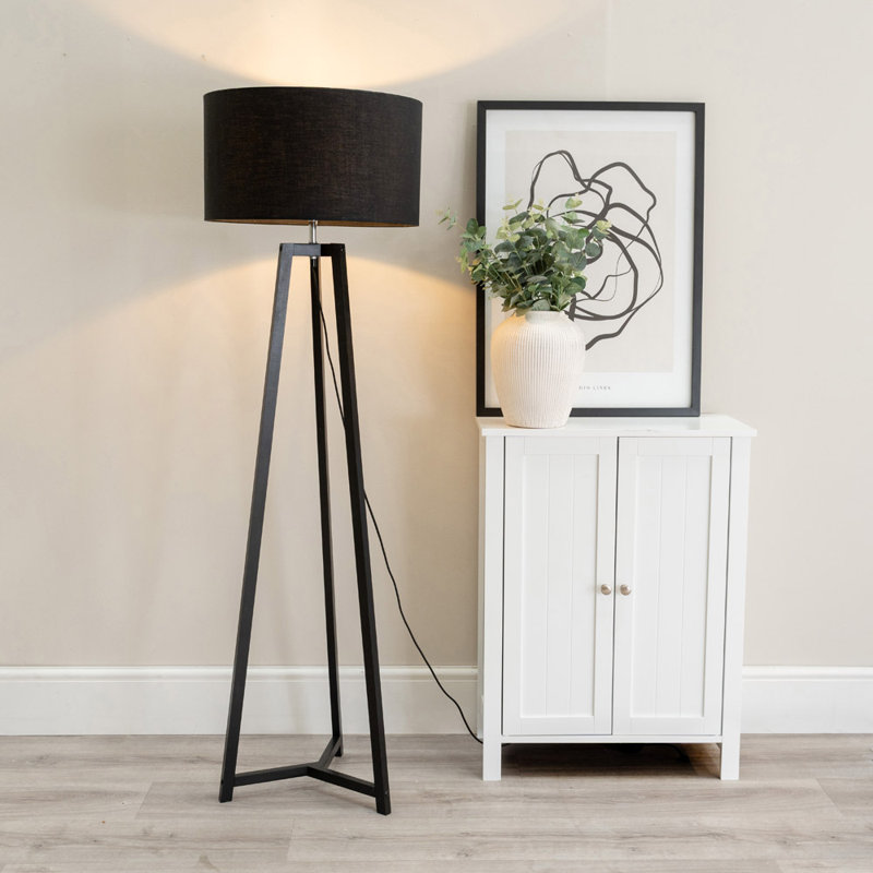 Rhavyn 148cm Traditional Floor Lamp, Black, Matte Black