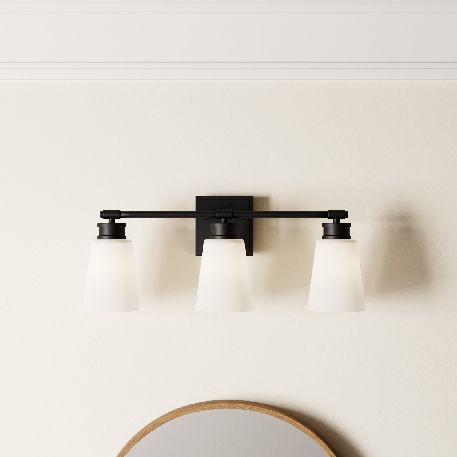 Libre 3 Light Frosted Dimmable Vanity Light, Matte Black